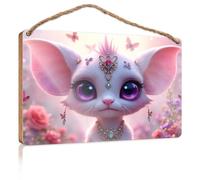 Decorazione per porta della fattoria, giardino incantato: una favola di un gatto fantasy, cartello in legno per casa colonica, decorazione per bagno, porta d'ingresso, 15 x 28 cm
