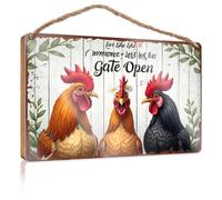 Decorazione per porta della fattoria Live Like Someone Left Her Gate Open: un trio di galli colorati in legno di celle, decorazione per la casa (15 x 28 cm)
