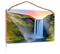 Decorazione per porta della fattoria Nature's Majesty: A Majestic Waterfall in the Wild Cartello in legno per casa colonica decorazione per bagno porta d'ingresso dicembre (20 x 30 cm)