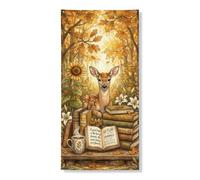 Decorazione per porta della foresta autunnale, decorazione rustica, cervi e libri, scena della natura, decorazione per porta d'ingresso, per interni ed esterni, raccolto autunnale, forniture per