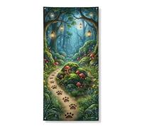 Decorazione per porta della foresta delle fiabe, striscione decorativo, lanterne per sentieri incantati, decorazione per la natura, per interni ed esterni, forniture per vacanze autunnali, 91 x 182 cm