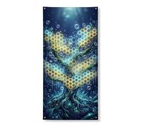 Decorazione per porta della foresta incantata, mistico design a nido d'ape, decorazione autunnale per interni ed esterni, forniture magiche per festival e vacanze, 91 x 182 cm