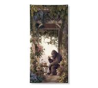 Decorazione per porta della giungla tropicale, fantasiosa opera d'arte di gorilla per porta d'ingresso, decorazione da giardino a tema natura per interni ed esterni, 91 x 182 cm