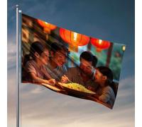 Decorazione per porta della stanza con scritta in inglese "A Happy Family Enjoys A Meal Together". Bandiera per camera da letto (60 x 90 cm)