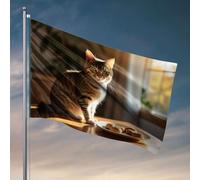 Decorazione per porta della stanza, un gatto seduto accanto a un piatto di biscotti. Bandiera per la stanza del college cartello per camera da letto (60 x 90 cm)