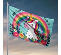 Decorazione per porta della stanza Un unicorno circondato da fiori con un arcobaleno sullo sfondo. Bandiera Man Cabe Decor accessori per camera da letto (60 x 90 cm)