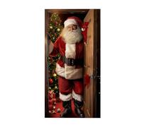 Decorazione Per Porta Di Babbo Natale Poliestere Classico Colori Vivaci | Copriporta Decorativo A Tema Babbo Natale Per Il Natale Per Vigilia Di Festa Fotografia Ingresso Vetrina Porta Finestra