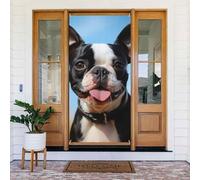 Decorazione per porta di benvenuto, 180 x 80 cm, bella bandiera per portico di Boston Terrier, sfondo fotografico, stagionale, per porta d'ingresso, striscione da appendere per feste in interni ed