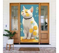Decorazione per porta di benvenuto, 180 x 80 cm, molte bolle e un gatto portico banner segno foto sfondo stagionale porta d'ingresso striscione da appendere per feste per interni ed esterni