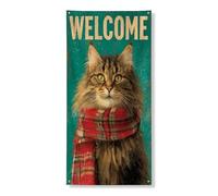 Decorazione per porta di benvenuto a forma di gatto, decorazione per porta d'ingresso, decorazione per interni ed esterni, per vacanze stagionali, 91 x 182 cm