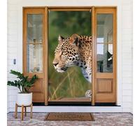 Decorazione per porta di benvenuto, striscione per porta, 180 x 80 cm, bandiera africana leopardata portico segno foto sfondo stagionale porta d'ingresso striscione da appendere per feste per interni