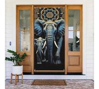 Decorazione per porta di benvenuto, striscione per porta, 180 x 80 cm, con due elefanti per portico, sfondo fotografico, stagionale, per porta d'ingresso, striscione da appendere per feste in interni