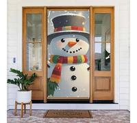 Decorazione per porta di benvenuto, striscione per porta, 180 x 80 cm, con scritta in inglese "Merry Christmas", con pupazzo di neve, per portico, sfondo fotografico, sfondo stagionale, da appendere