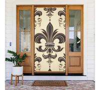 Decorazione per porta di benvenuto, striscione per porta, 180 x 80 cm, Fleur-De-Lis e cappotto Arms Cavaliere Portico Banner Sfondo fotografico Stagionale Porta d'ingresso Banner da appendere per