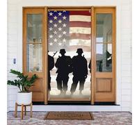 Decorazione per porta di benvenuto, striscione per porta, 180 x 80 cm, giorno delle forze armate, cartello per portico americano, sfondo fotografico, sfondo stagionale per porta d'ingresso, striscione