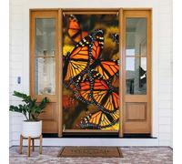 Decorazione per porta di benvenuto, striscione per porta, 180 x 80 cm, monarca farfalle portico banner segno foto sfondo stagionale porta d'ingresso banner da appendere per feste per interni ed