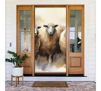 Decorazione per porta di benvenuto, striscione per porta, 180 x 80 cm, motivo pecore, acquerello, portico, cartello fotografico, sfondo stagionale, per porta d'ingresso, striscione da appendere per