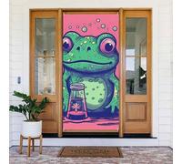 Decorazione per porta di benvenuto, striscione per porta, 180 x 80 cm, rana che fissa la bottiglia, portico, striscione per foto, sfondo stagionale per porta d'ingresso, striscione da appendere per