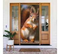 Decorazione per porta di benvenuto, striscione per porta, 180 x 80 cm, scoiattolo divertente animale portico banner segno foto sfondo stagionale porta d'ingresso banner da appendere per feste per