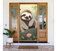 Decorazione per porta di benvenuto, striscione per porta, 180 x 80 cm, simpatico bradipo per portico, sfondo fotografico, sfondo stagionale, per porta d'ingresso, striscione da appendere per feste in