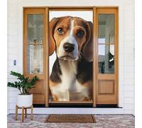 Decorazione per porta di benvenuto, striscione per porta, 180 x 80 cm, simpatico cane beagle, cartello per portico, sfondo fotografico, sfondo stagionale, per porta d'ingresso, striscione da appendere