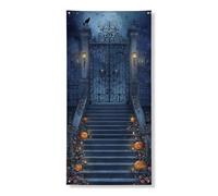 Decorazione per porta di Halloween, decorazione per cancello al chiaro di luna e zucche, decorazione per interni ed esterni, per festival autunnali, 91 x 182 cm