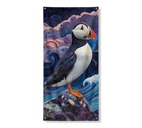 Decorazione per porta di uccelli, vivace arte notturna della vita dell'oceano, tema animale nautico, striscione per porta d'ingresso, decorazione per interni ed esterni, per tutte le stagioni, 91 x