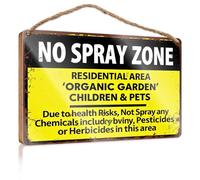 Decorazione per porta d'ingresso, da appendere, divertente, con scritta in lingua inglese "No Spray Zone: Protecting Health In Residential Areas", cartello artistico da parete per bagno, stile vintage