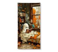 Decorazione per porta fantasma di Halloween, accogliente decorazione per lettura dello spirito autunnale, per interni ed esterni, forniture per festival autunnali 91 x 182 cm