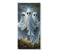 Decorazione per porta fantasma di Halloween, apparizioni spettrali, decorazioni di Halloween, forniture per la casa infestata per interni ed esterni, 91 x 182 cm