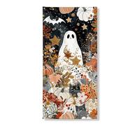 Decorazione per porta fantasma di Halloween, fantasiosa zucca, gatto, design floreale, decorazione per porta d'ingresso, per interni ed esterni, festival autunnali, forniture per vacanze 91 x 182 cm