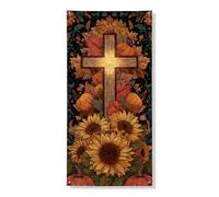 Decorazione per porta floreale autunnale, decorazione rustica con girasoli e foglie per porta d'ingresso, per interni ed esterni, per festival e vacanze, 91 x 182 cm