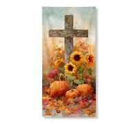 Decorazione per porta floreale autunnale, decorazione rustica, girasoli rustici, zucche, decorazione autunnale, per interni ed esterni, da appendere, per festival, 91 x 182 cm