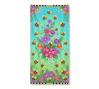 Decorazione per porta floreale con api, vivace design da giardino con fiori, decorazione per porta d'ingresso, per interni ed esterni, da appendere, per festival, 91 x 182 cm