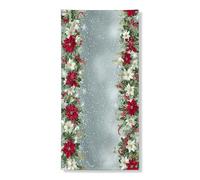 Decorazione per porta floreale natalizia, motivo stella di Natale rossa invernale con sfondo innevato, decorazione per porta d'ingresso, forniture per interni ed esterni, 91 x 182 cm