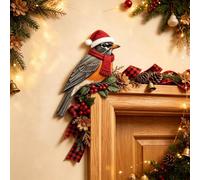 Decorazione per porta in legno, a forma di uccello, rustico, adorabile | Targa decorativa in legno fatta a mano, statuetta artistica del bosco per amanti della natura, casa, giardino, parete, porta