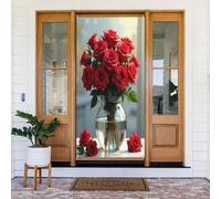 Decorazione per porta in vetro con stampa rossa n. 522, decorazione per interni ed esterni, primavera, estate, autunno, inverno, Halloween, Natale, decorazioni per la casa