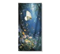 Decorazione per porta ispirata alla natura, decorazione da giardino incantata, scena floreale da giardino, decorazione estiva da parete per ingresso di casa, 91 x 182 cm