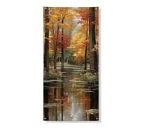 Decorazione per porta paesaggio autunnale, decorazione rustica, alberi autunnali riflessioni per esterni e interni, forniture per festival del raccolto stagionale, 91 x 182 cm