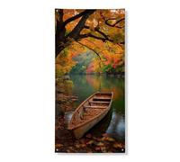 Decorazione per porta panoramica autunnale, con foglie autunnali vivaci e paesaggi fluviali, decorazione per porta d'ingresso, per interni ed esterni, stagionali, da appendere, per festival, vacanze