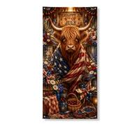 Decorazione per porta patriottica a forma di mucca, decorazione rustica per il giorno dell'indipendenza degli animali, per interni ed esterni, 91 x 182 cm