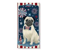 Decorazione per porta patriottica con carlino, vintage, stelle rosse e bianche, fuochi d'artificio, decorazione per porta d'ingresso, per interni ed esterni, forniture per celebrazioni, 91 x 183 cm