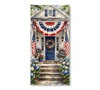 Decorazione per porta patriottica vintage, striscione decorativo, stelle rosse e bianche a strisce, decorazione per porta d'ingresso, per interni ed esterni, forniture per celebrazioni per feste 91 x