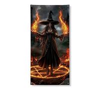 Decorazione per porta strega di Halloween, decorazione per porta d'ingresso, decorazione per interni ed esterni, 91 x 182 cm