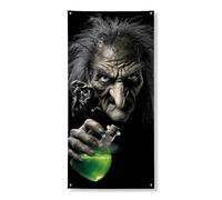 Decorazione per porta strega di Halloween, decorazione per porta d'ingresso, design spettrale della foresta incantata, decorazione per interni ed esterni, per festival e vacanze, 91 x 182 cm