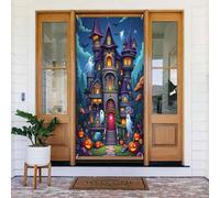 Decorazione per porte con stampa di una villa dei cartoni animati, decorazione per interni ed esterni, primavera, estate, autunno, inverno, Halloween, Natale, decorazioni per la casa