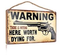 Decorazione per portico anteriore con scritta in lingua inglese "Warning: Nothing Worth Dying For". Divertente cartello da bar per porta dell'ufficio (15 x 28 cm)