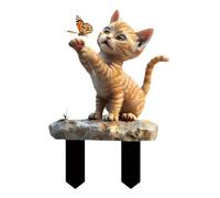 Decorazione per prato di gatti | spina esterna | decorazione piatta 2D con motivi a farfalla in acrilico per prato, sentieri, giardino e balcone