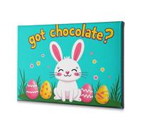 Decorazione per sala da pranzo, coniglietto pasquale con uova di cioccolato. Tela decorativa per la casa, decorazione da parete (20 x 30 cm)
