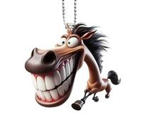 Decorazione per specchio per auto, decorazioni acriliche a tema cavallo, 2D, portachiavi a forma di cavallo, cartone animato, regalo per camion, bagagli, compleanno, festa di Natale